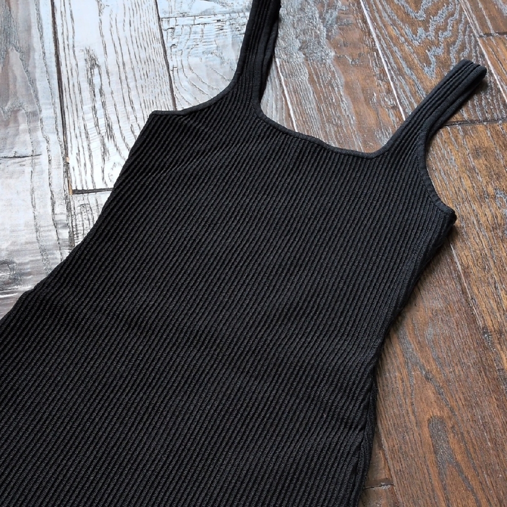 ALTAR'D STATE I Black Ribbed Bodycon Sleeveless Tank Style Stretch Mini Dress, M